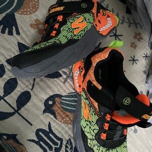 Skechers Kids' Black and Orange Dino Sneakers